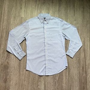 Jos. A. Bank Dress Shirt Blue / White Pinstripe Size Medium (15 1/2 - 35)
